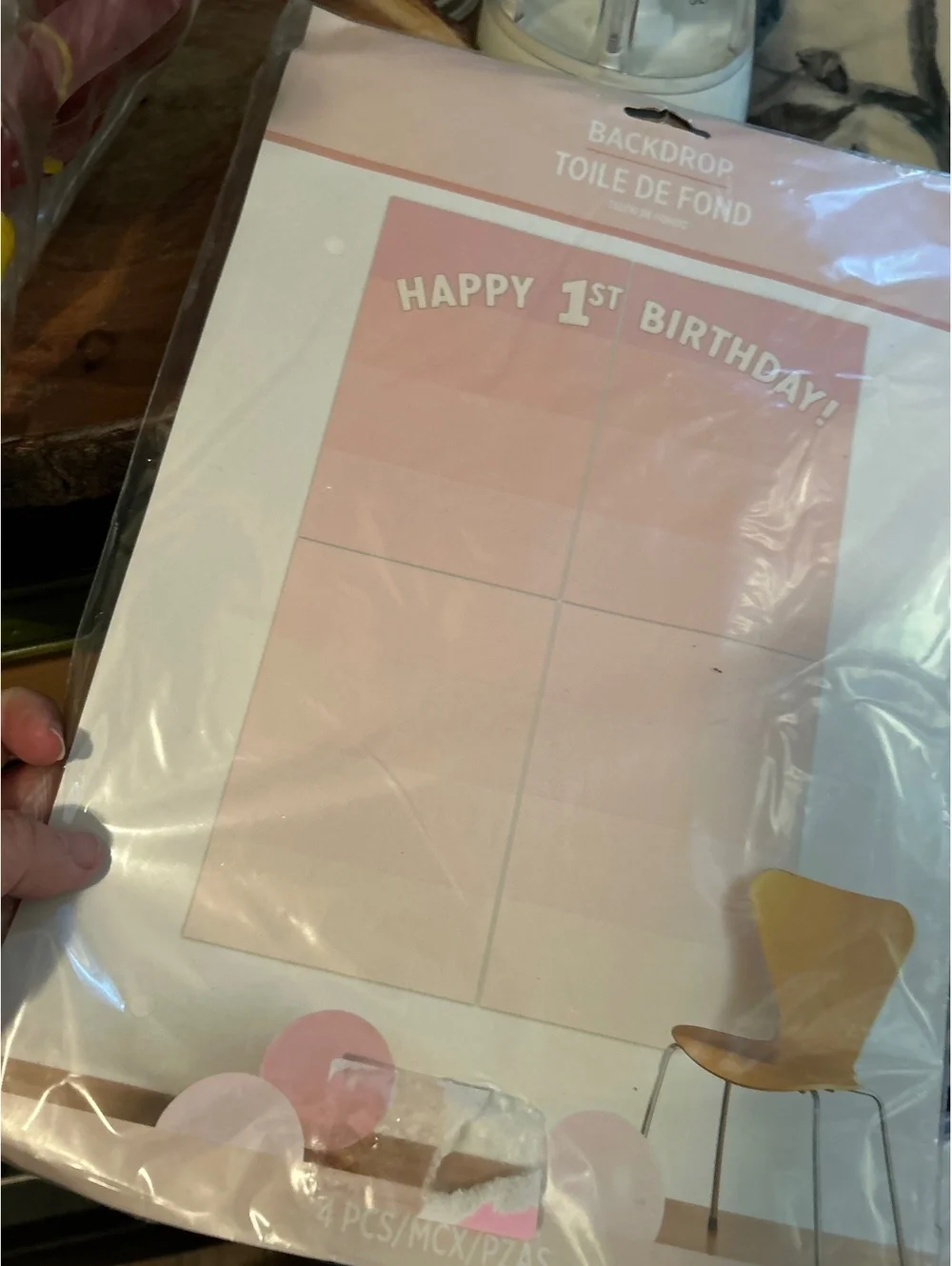 Pink Happy 1st Birthday Backdrop Decoration